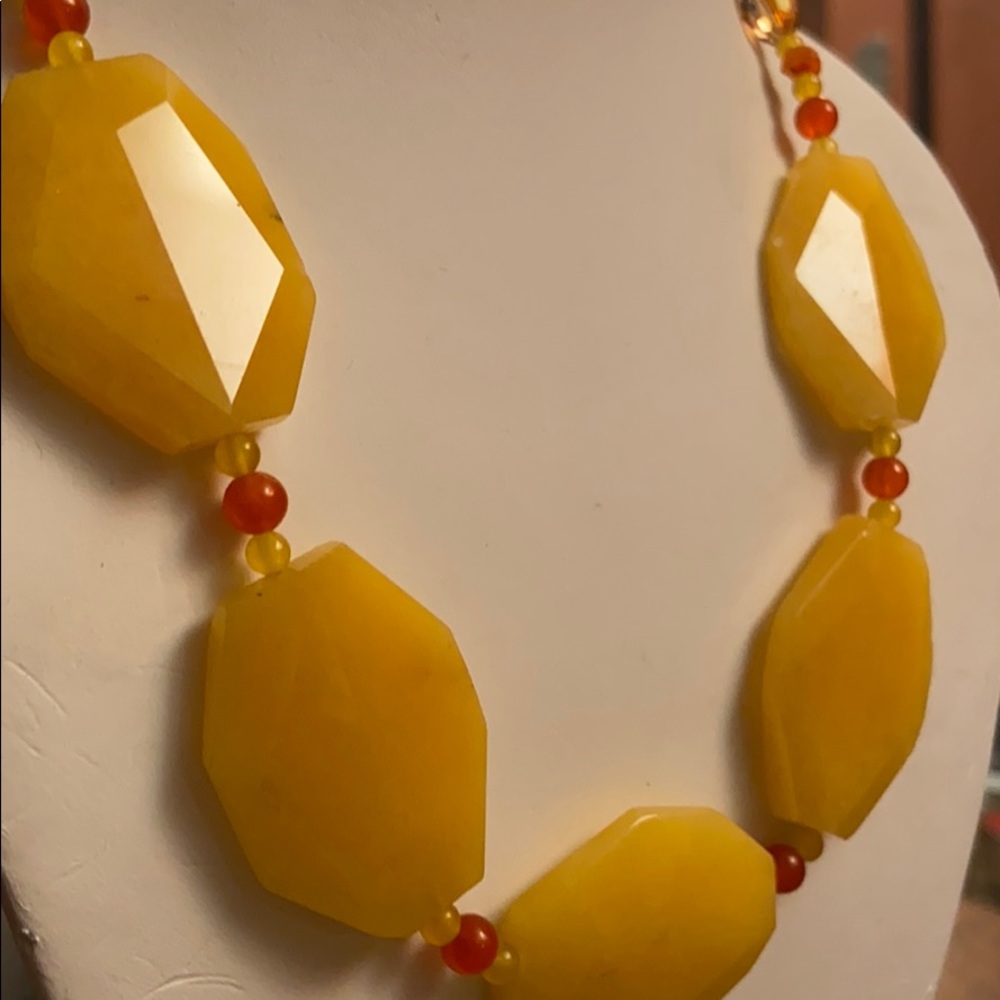 Chunky Yellow Genuine Stone Necklace - Picture 3 of 6
